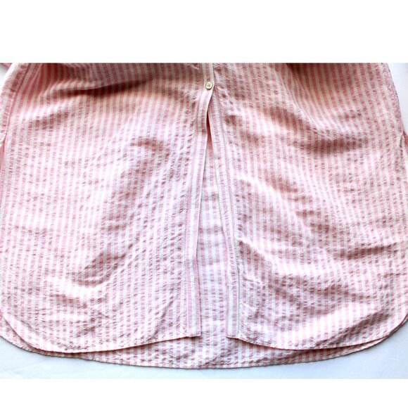 Caron Callahan Kalloni Shirt Dress / Small / Pink Linen Stripe Oversized Midi - Picture 7 of 9
